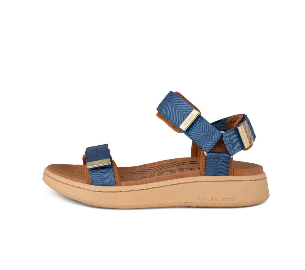 NEW WODEN women's line platform sandals in old denim